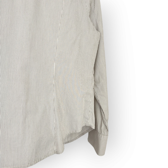 Vintage Talbots White Dark Gray Pinstripe V Neck Button Down Shirt 18 - Picture 7 of 8